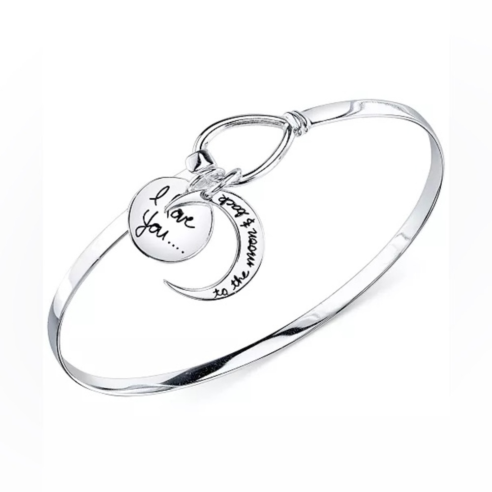Unwritten Sterling Bangle Charm Bracelet I Love You To‎ The Moon And Back